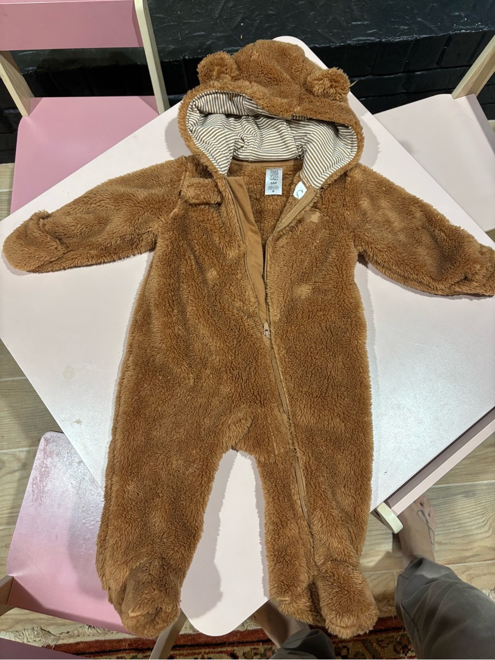 Cozy Brown Teddy Fleece One-Piece for Kids